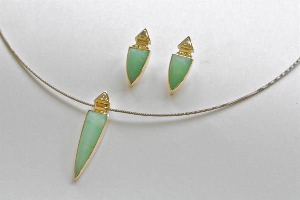 hanger en oorknoppen, goud, triljant diamant