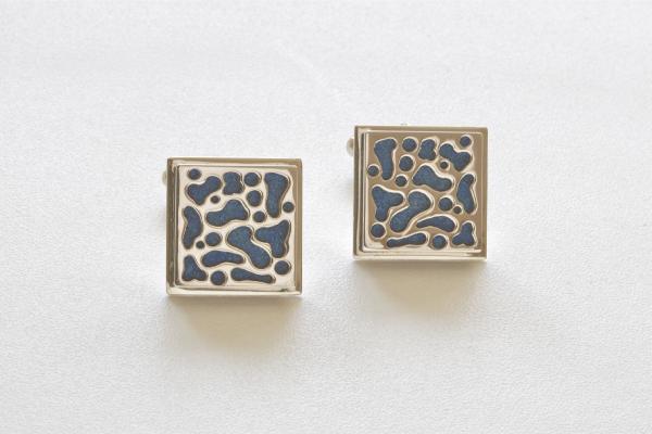 manchetknopen zilver blauw titanium