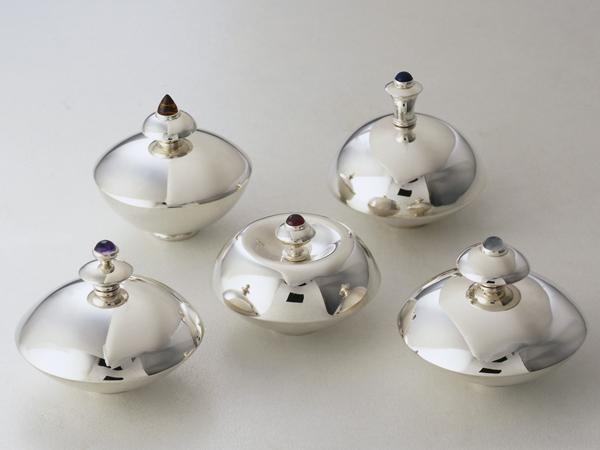 5 parfumflesjes 925 zilver citrien lapis-lazuli granaat amet