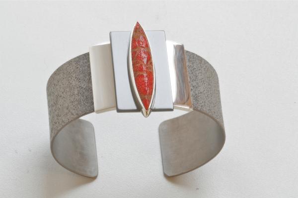 klemarmband titanium, zilver zwart zirconium schuimkoraal