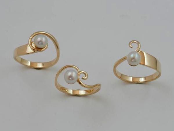 ringen 14 krt goud en cultive parels